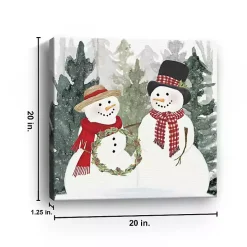 Snow Couple with Wreath Canvas Art Print