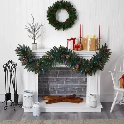 Snow Dusted Pine Cone and Berries LED Garland