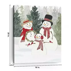 Snow Family in Forest Canvas Art Print