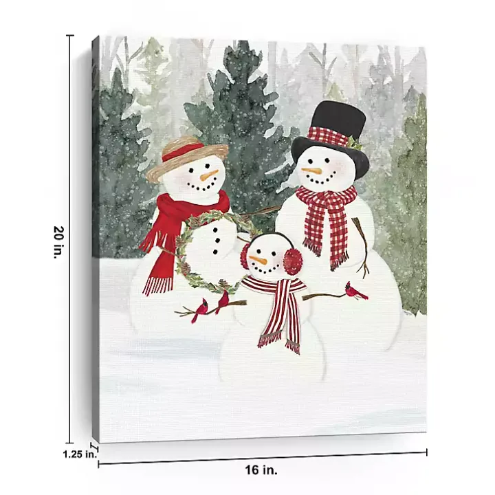 Snow Family in Forest Canvas Art Print