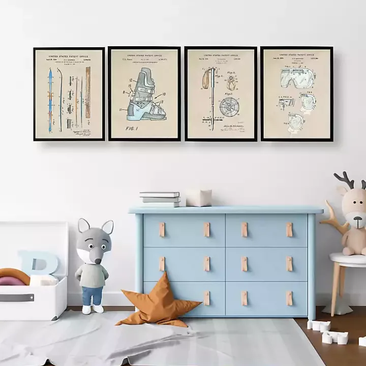 Snow Skiing Patents Framed Art Prints