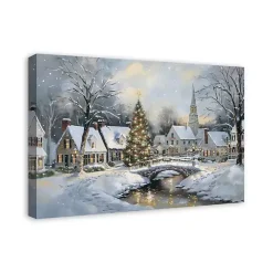 Snow Winter Village Canvas Art Print