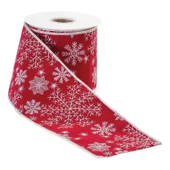 Snowflakes on Red 5 yard Christmas Ribbon