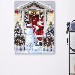 Snowman and Santa Canvas Art Print
