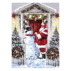 Snowman and Santa Canvas Art Print