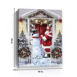 Snowman and Santa Canvas Art Print