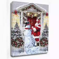 Snowman and Santa Canvas Art Print