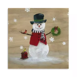 Snowman Birdhouse Canvas Christmas Art Print