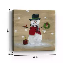 Snowman Birdhouse Canvas Christmas Art Print