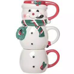 Snowman Ceramic Stacking Mugs, Set of 3