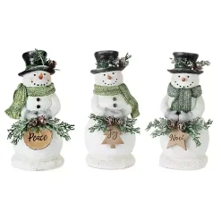 Snowman Holding Pine Statues, Set of 3