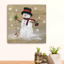 Snowman Mistletoe Canvas Christmas Art Print