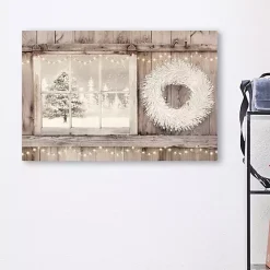 Snowy Barn View Canvas Art Print, 24x16