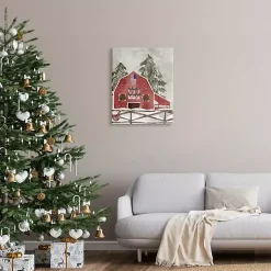Snowy Christmas Barn Canvas Art Print