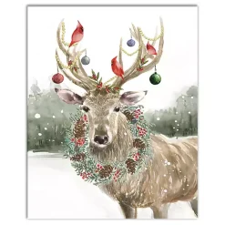 Snowy Christmas Deer Canvas Art Print