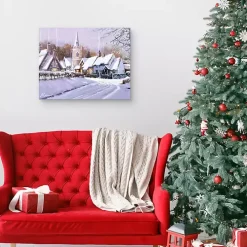 Snowy Christmas Village Canvas Art Print