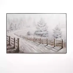 Snowy Country Drive Framed Canvas Art Print
