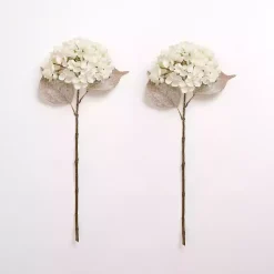 Snowy Cream Hydrangea Stems, Set of 2