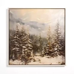 Snowy Forest at Dusk Framed Canvas Art Print