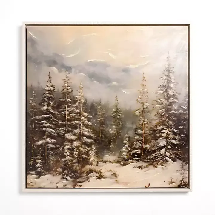 Snowy Forest at Dusk Framed Canvas Art Print