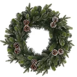 Snowy Pine Cone Clear LED Wreath