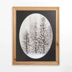 Snowy Trees Oval Framed Art Print