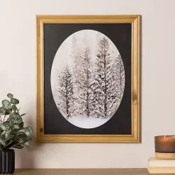 Snowy Trees Oval Framed Art Print