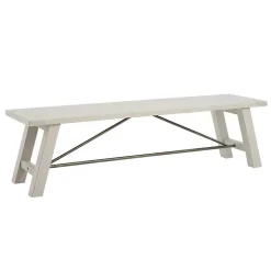 Sofia White Wooden Dining Bench with Metal Bars