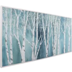 Soft Birch on Blue Framed Canvas Art Print by Nan