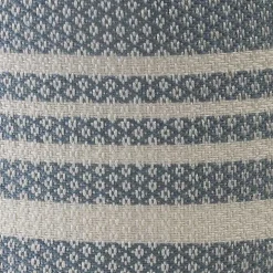 Soft Blue Simple Stripe Outdoor Pouf