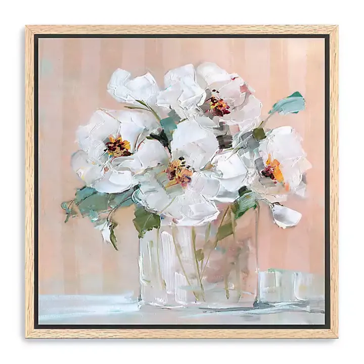 Soft Elegant Floral Framed Canvas Art Print