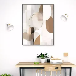 Soft Tan Shapes Framed Canvas Art Print