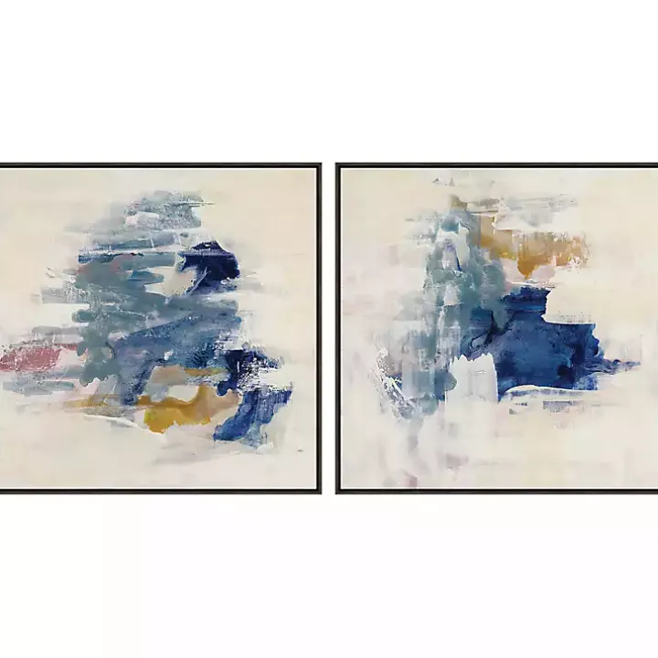 Soft Teal Waves I & II Canvas Art Prints, Set of 2