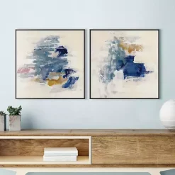 Soft Teal Waves I & II Canvas Art Prints, Set of 2