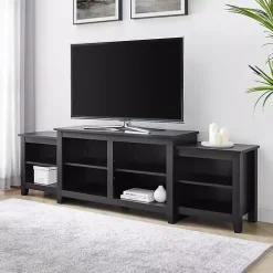Solid Black Tiered TV Stand