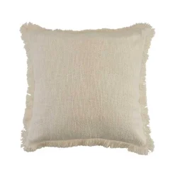 Solid Ivory Fringe Accent Pillow