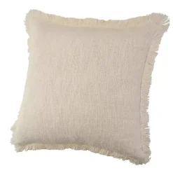 Solid Ivory Fringe Accent Pillow