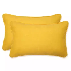 Solid Yellow Outdoor Lumbar Pillows, Set of 2