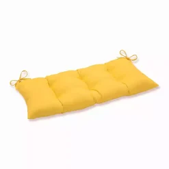 Solid Yellow Tufted Outdoor Bench Cushion