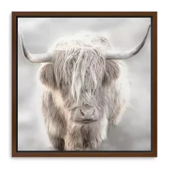 Solo Highland Cow Framed Canvas Art Print, 30x30