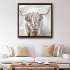 Solo Highland Cow Framed Canvas Art Print, 40x40
