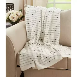 Soot Black Textured Striped Tassel Throw