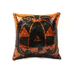 Sparkle Sequin Jack O Lantern Pillow