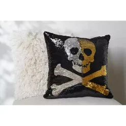 Sparkle Sequin Skull Pillow