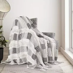 Spencer Gray and White Plaid Throw