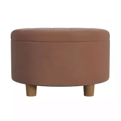 Spice Round Velvet Tufted Storage Ottoman