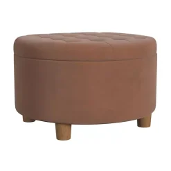 Spice Round Velvet Tufted Storage Ottoman