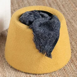 Spice Yellow Boucle Mushroom Storage Ottoman