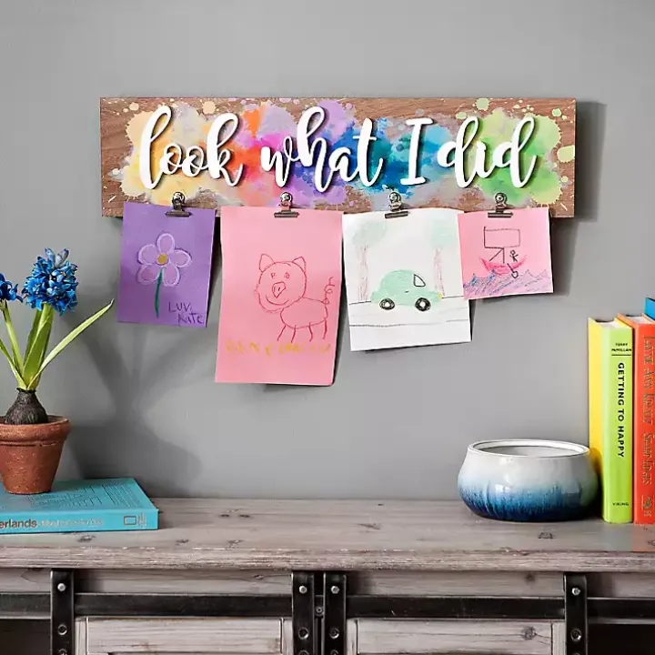 Splattered Look What I Did Plaque with Clips