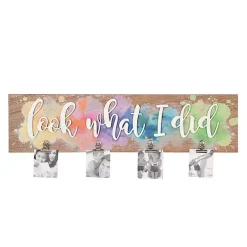 Splattered Look What I Did Plaque with Clips